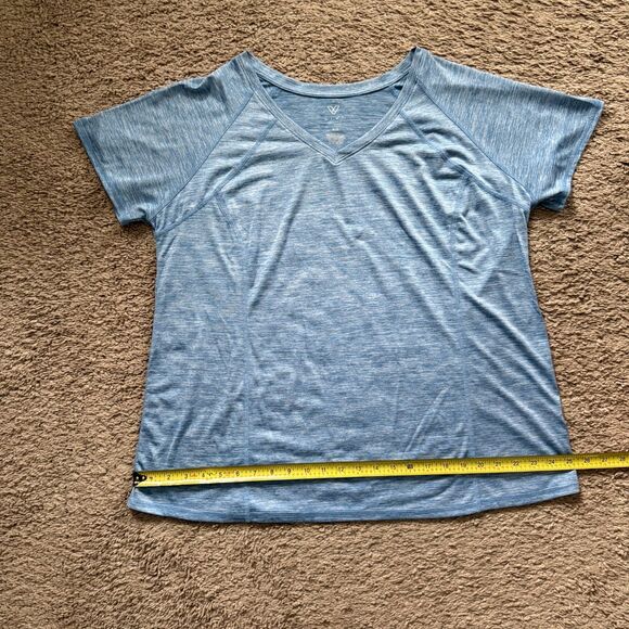 Lane Bryant Livi Active Women T-Shirt 18/20 Blue White V-Neck Short-Sleeve - Picture 9 of 9